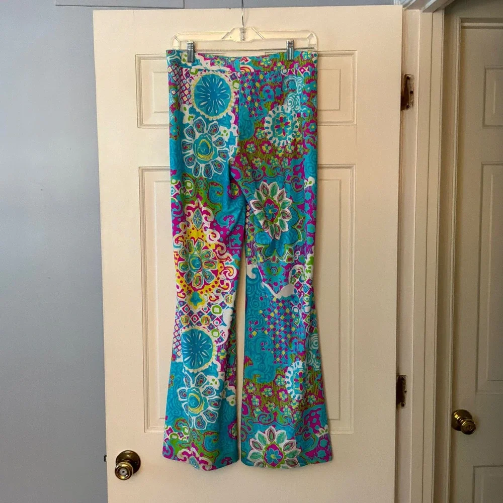 Jude Connally Trixie Pant Sun Drenched Tiles Jude Cloth Wide Leg Pull On S NEW